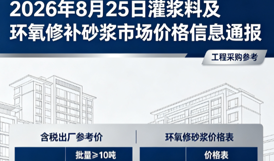 英德2026年8月25日灌浆料及环氧修补砂浆市场价格信息通报